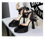 BIGTREE Pumps 2026 Summer New Hot Sale European Style Patent Leather Pointed Toe Buckle Platform High Heel Bow Shoes Women Shoes
