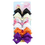 6 Pieces/Set JOJO Siwa Hair Bows Printed Unicorn JOJO Clip Handmade Hair Bow With Clip Hairgrips Hair Accessories