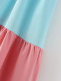 Foridol Multicolor Patchwork V Neck Sundress Smocked Strap Sleeveless A-line Female Midi Casual Summer Women Vestidos 2025