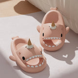 Summer Ice Cream Shark Slippers for Couples Cute Anti-Slip Thick Sole Indoor Bathroom Slides Men Women Beach Street Sandals