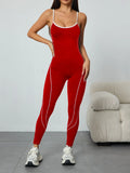 Women Seamless Yoga Jumpsuit Workout Bodysuit Tummy Control Butt-Lifting Gym Clothes Sleek Sportswear Striped Athletic Outfit