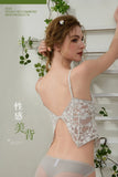 Summer French Lace Halter Bra Set Pure Sensual Beachwear Lightweight Mesh Bralette Backless Wirefree Comfort AU MOYISU Sexy Bra