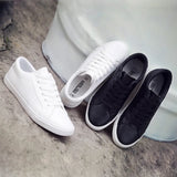 New Spring and Summer with White Shoes Women Flat Leather Canvas Shoes Female White Board Shoes Casual Shoes Female 239