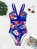 2026 Strappy Swimsuit One Piece Printed Floral Swimwear Women Bathers Bathing Swimming Swim Suit Padded Beachwear Summer XXL