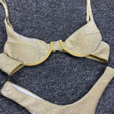 Sexy Silver Glitter Bikini 2026 Swimwear Women Push Up Cut Out Underwire Thong Swimsuit Summer Brazilian Bathing Suit Biquini