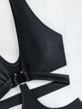 S - XL V Neck High Leg Cut One Piece Swimsuit Women Swimwear Female Bather Monokini Cross Bandage Bathing Suit Swim Beachwear