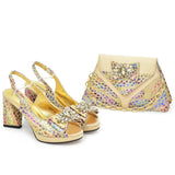 doershow beautiful Italian Shoes And Bag Sets For Evening Party With Stones Italian Leather Handbags Match Bags! HC1-1