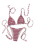 S - XL Striped Halter Bikini Women Swimwear Female Swimsuit High Cut Leg Bather Bathing Suit Swim Two-pieces Bikini set K8043