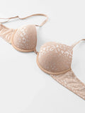 Women's Sexy Front Closure Push Up Bra Seamless Smooth Bra with underwire Makes Chest Look Smaller Lingerie beige