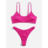 Ribbed High Leg Cut Bikini Female Swimsuit Women Swimwear Two-Pieces Bikini Set Brazilian Padded Bather Bathing Suit Swim V7126