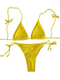2025 Ribbed Micro Tiny Bikini Women Bandage String Swimsuit Female Swimwear Two Pieces Bikini Set Brazilian Bathing Suit Swim