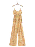 Paisley Print Bohemian Wide Leg Long Pants Jumpsuit Women Summer New Overalls Spaghetti Strap Loose Casual Boho Jumpsuit Tassel