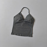 Women's Backless Yoga Sports Vest Neck Hanging Sexy Fitness Pilates Tight Long Top Gathered Sports Bra for Yoga