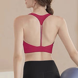 Women's Sexy Slim Strap Yoga Sports Bra Shock-Absorbing Gathered Back Design for Training Run Integrated Beautiful Back Style