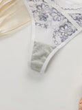 Women's sexy embroidered floral underwear with no trace low waist easy to wash and dry close fitting underwear C2591