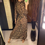New Sexy Leopard Printed Beach Cover Up Chiffon Cover-ups Swimwear Beach Wear Summer Beachwear Female Women Long Dress V3219