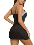 Summer Lace Sexy Sleeveless Nighties Dress Women Pure Black Sleepwear Lingerie V-neck Nightgown Nightdress Sleepshirts