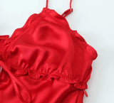 Foridol Ruffles Tie Up Satin Dress Women Elegant Maxi Long Summer Party Dress Spaghetti Strap Red Sexy Sundress Vestidos 2025