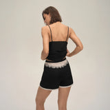 Summer home suspender shorts set casual and comfortable home wear lace women's pajamas
