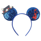 Disney Festival Party Cosplay Mouse Ears Headband 3.3" Ears Glitter Hairband Without Bow For Boys DIY Cartoon Hair Accessories