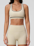 Summer New Color Contrast Yoga Set Women Tight I-shaped Back Sports Bra Versatile Fitness Suit High Waist Shorts Workout Clothes