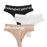 3Pcs/Set Sexy High Rise Panties Women Thongs Comfort G-String Underwear Sexy Lingerie Hollow Bottoms Female Underpants M-L