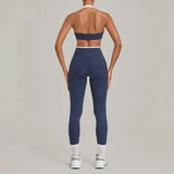 Women's Seamless Yoga Sets Sports Fitness Sleeveless Vest Hip-lifting Slim Fit Pants Suits Workout Gym Training Running Sets