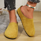 Spring Round Toe Cork Clogs Slippers for Women Outdoor Cork Footbed Flat Heels Mules Shoes Woman Plus Size Suede Slides Female