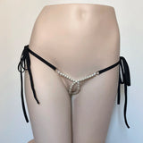 DEKA Women's Panties Swimming Open Crotchless Pearl Mini Micro Bikini Thongs G-Strings Swimsuit Briefs Exotic Lingerie Underwar