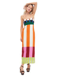 Elegant High Waist 2025 Party Long Dress Fashion Casual New Striped Colorful Women Sexy Spaghetti Strap Bohemian Mixi Dresses