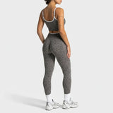 2Pcs Women Leopard Print Yoga Outfit Adjustable Strap Camisole Top High Waist Stretch Leggings Sports Pilates Workout Suit