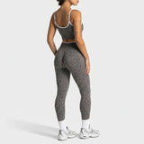 2Pcs Women Leopard Print Yoga Outfit Adjustable Strap Camisole Top High Waist Stretch Leggings Sports Pilates Workout Suit