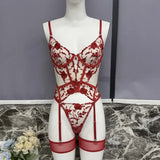 Toucheart Christmas Erotic Lingerie Seductive Embroidery Mesh Women See-through Body Shaping Sexy Pure Desire Hot Underwear Set