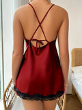Spaghetti Strap Nightgown Deep V Women Elegant Sleepwear (no Thong) Big Backless Black Short Hot Night Dress Women's Lingerie