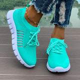 Spring Autumn Solid Breathable Mesh Flat Shoes Women Plus Size Non Slip Sock Sneakers Woman Comfortable Soft Sole Sport Shoes
