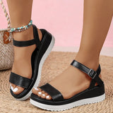 Women's Casual Wedge Sandals Open Toe Buckle Woman Summer Beach Sandal Shoes for Women 2026 Platform Solid Color
