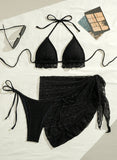 DEKA Lace Ruffled Swimwear Women Bikinis Set Backless Lace Up Bathing Suit Sexy Thongs Split Swimsuit Summer Beach Mini Skirt
