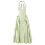 Foridol Summer Spring White Cotton Women's Dress Backless Halter Midi Party Dresses Elegant Vinatge A-line Vestidos 2025 New In