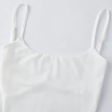 Women's Stylish Dots Print Summer Tight Thong Bodysuit Sleeveless Square Neck Spaghetti Strap Backless Romper