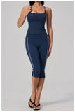 Women's 2 Piece Yoga Set Summer Brushed Color-Block Slim Sports Tank Top High Waist Pants Gym Running Fitness Suits Tracksuit