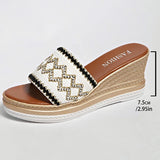 Bohemian Style Wedges Sandals for Women 2026 Summer High Heels Platform Slippers Woman Plus Size 43 Thick Sole Rome Sandals