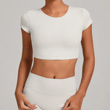 No Padded Women's Yoga T-shirt Short Sleeves Bra Backless Fitness Top Beautiful Back Gym Clothes Form-fitting Running Tee