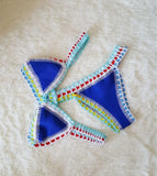 Bikini Crochet 2026 Handmade Knit Patchwork Reversible 2 Piece Swimsuit Women Halter Top Brazilian Bathing Suit Thong Swimwear