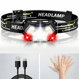 Motion Sensor Headlamp 9 Led Strong Headlight 2000 Lumen USB Portable Waterproof Camping Outdoor Head Lamp Work Flashlight