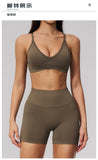 Seamless Yoga Excersize Sets Women Cross Back Sports Bra Tracksuit Workout Clothes High Waist Hip Lifting Shorts Fitness Suits