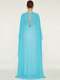 Women's Sheer Chiffon Cape Bat Sleeve Floor Length Shawl Elegant Cover Up Tops Party Evening Cape Blouse f
