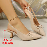 Bow Pointed Toe High Heels Sandals Women Fashion Design Stiletto Heeled Mules Sandals Woman Summer Plus Size 43 Slingback Shoes