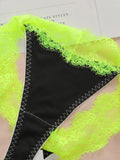 New product color fashionable contrasting design black splicing green lace sexy women's thong women's underwear C3307