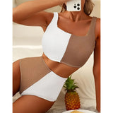 2026 High Waist Bikinis Patchwork Swimsuit Women Sexy Swimwear Female Bathers Bathing Swimming Swim Suit Beachwear