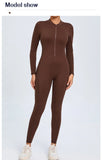 Women Sportwear Yoga Jumpsuit Zip Long Sleeve Back Open Outfit Fitness Tracksuit Tight One-piece Gym Overalls Sports Bodysuit